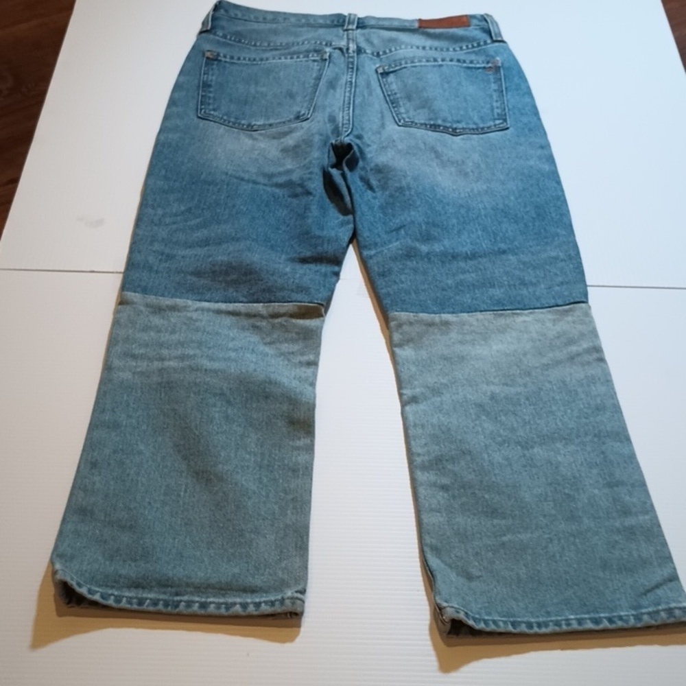 Madewell Two Tone Blue Retro Crop Bootcut Jeans A20 - Picture 4 of 8